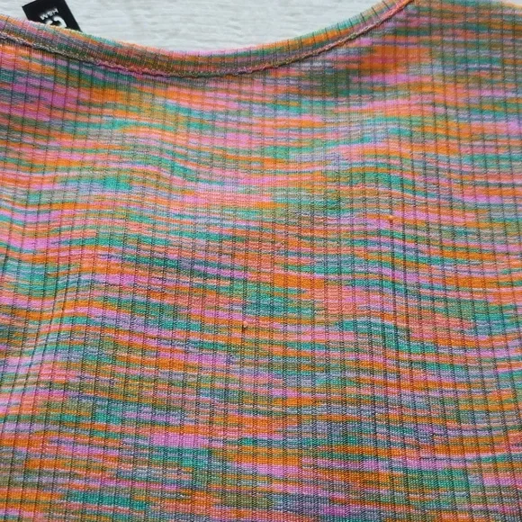H&M Divided Space Dye Exposed Seam Crop Top | Y2K Grunge Ribbed Tee Size Medium - Picture 8 of 8